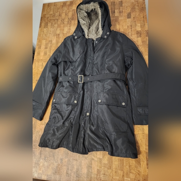 ❄️🌡❄️Winter Coat Girls Large, Lined, Black, zip out liner with belt, hooded❄️🌡 - Picture 5 of 16